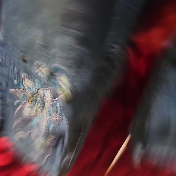 Faded Glory Blue Butterfly Detail Denim Capri Jeans Size 6 - Picture 5 of 8